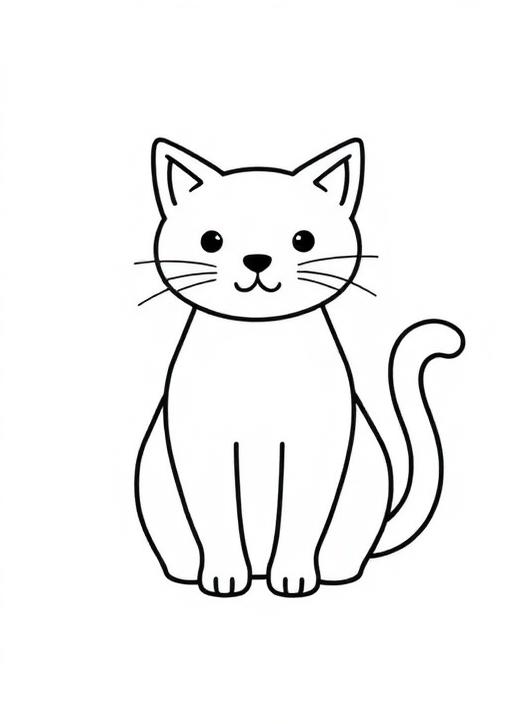 Página de colorir com desenho de gato em traço grosso