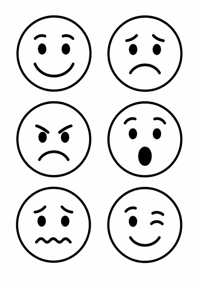 Cartões de emoções com rostos simples